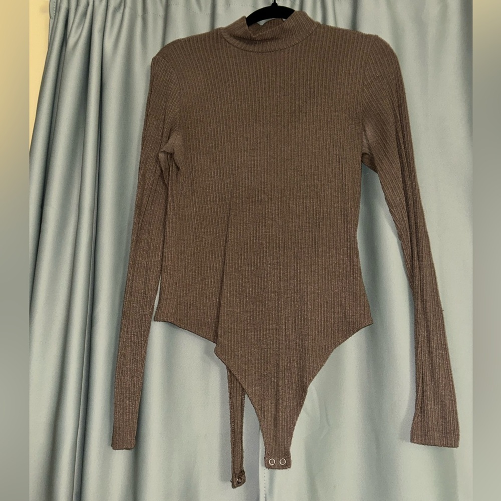 American Eagle Outfitters Brown Ribbed Bodysuit